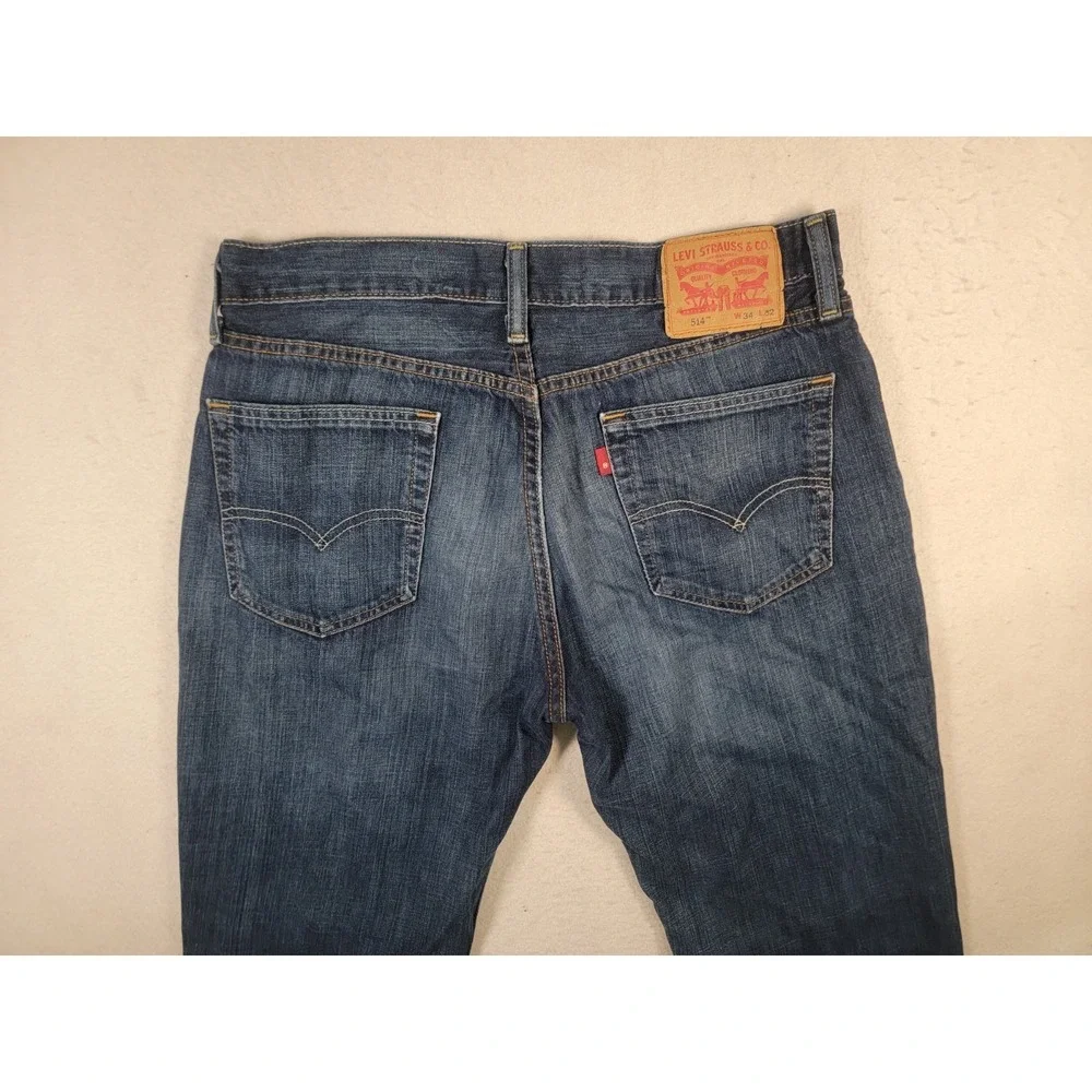Levi's 514 Straight Fit Jeans W34 L32 Blue Denim‎ Men's Dark Wash